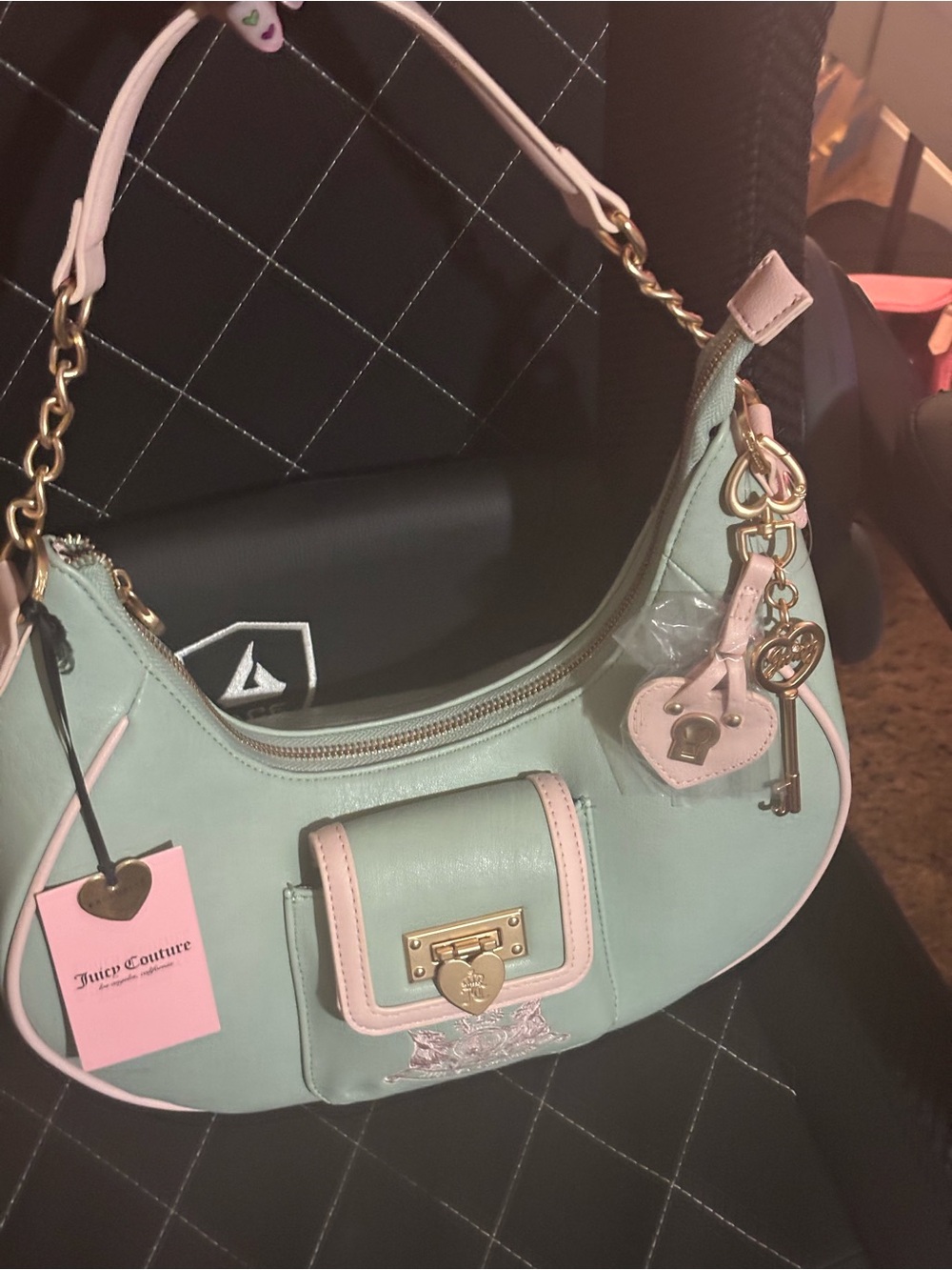 Rare Juicy Couture Royal To Juicy Mint Pink Shoulder Bag Y2K